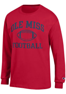 Champion Ole Miss Rebels Red Football Jersey Long Sleeve T Shirt