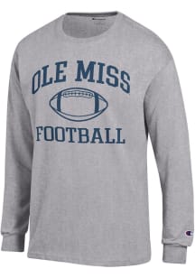 Champion Ole Miss Rebels Grey Football Jersey Long Sleeve T Shirt