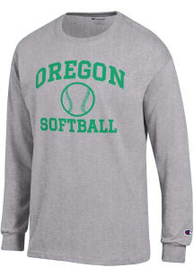 Mens Oregon Ducks Grey Champion Softball Jersey Tee