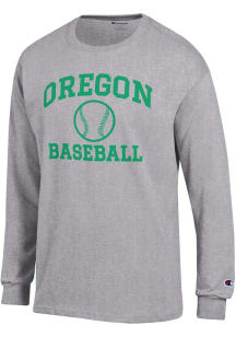 Mens Oregon Ducks Grey Champion Baseball Jersey Tee