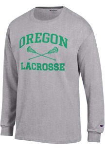 Mens Oregon Ducks Grey Champion Lacrosse Jersey Tee