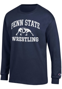 Mens Penn State Nittany Lions Navy Blue Champion Wrestling Jersey Tee