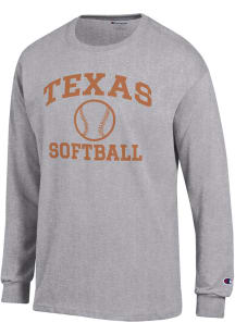 Champion Texas Longhorns Grey Softball Jersey Long Sleeve T Shirt