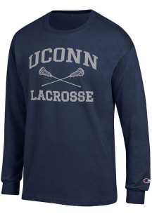 Champion UConn Huskies Navy Blue Lacrosse Jersey Long Sleeve T Shirt