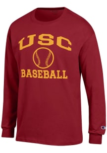 Mens USC Trojans Cardinal Champion Baseball Jersey Tee