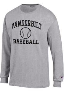 Champion Vanderbilt Commodores Grey Baseball Jersey Long Sleeve T Shirt
