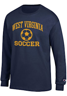 Champion West Virginia Mountaineers Navy Blue Soccer Jersey Long Sleeve T Shirt