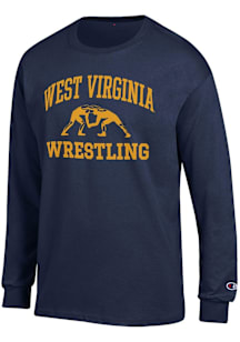 Champion West Virginia Mountaineers Navy Blue Wrestling Jersey Long Sleeve T Shirt
