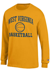 Champion West Virginia Mountaineers Gold Basketball Jersey Long Sleeve T Shirt