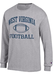 Champion West Virginia Mountaineers Grey Football Football Jersey Long Sleeve T Shirt