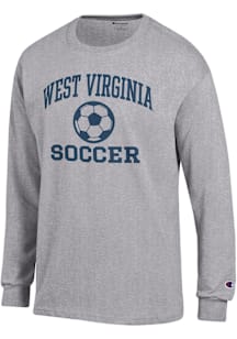 Champion West Virginia Mountaineers Grey Soccer Jersey Long Sleeve T Shirt