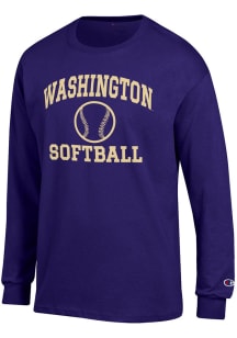 Champion Washington Huskies Purple Softball Jersey Long Sleeve T Shirt