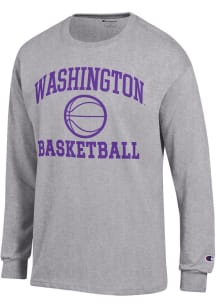 Champion Washington Huskies Grey Basketball Jersey Long Sleeve T Shirt