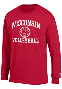 Mens Wisconsin Badgers Red Champion Volleyball Jersey Tee