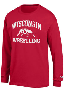 Mens Wisconsin Badgers Red Champion Wrestling Jersey Tee