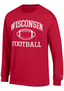 Mens Wisconsin Badgers Red Champion Football Jersey Tee