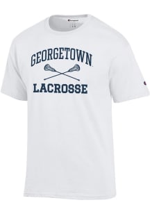 Champion Georgetown Hoyas White Lacrosse Jersey Short Sleeve T Shirt