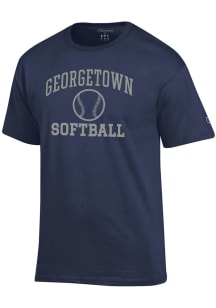 Champion Georgetown Hoyas Navy Blue Softball Jersey Short Sleeve T Shirt