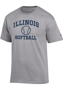 Illinois Fighting Illini Grey Champion Softball Jersey Short Sleeve T Shirt