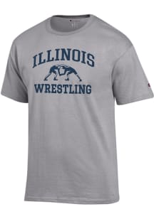 Illinois Fighting Illini Grey Champion Wrestling Jersey Short Sleeve T Shirt