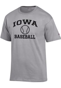 Iowa Hawkeyes Grey Champion Baseball Jersey Short Sleeve T Shirt