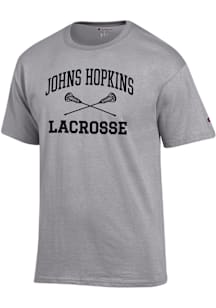 Champion Johns Hopkins Blue Jays Grey Lacrosse Jersey Short Sleeve T Shirt
