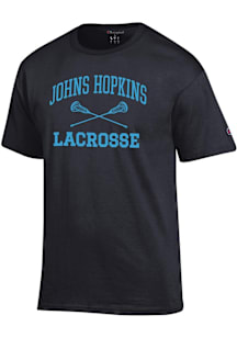 Champion Johns Hopkins Blue Jays Black Lacrosse Jersey Short Sleeve T Shirt