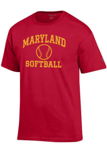 Maryland Terrapins Red Champion Softball Jersey Short Sleeve T Shirt