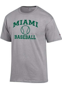 Champion Miami Hurricanes Grey Baseball Jersey Short Sleeve T Shirt