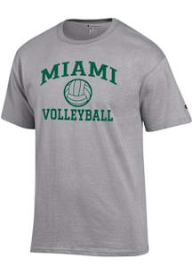 Champion Miami Hurricanes Grey Volleyball Jersey Short Sleeve T Shirt