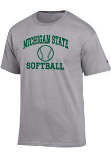 Michigan State Spartans Grey Champion Softball Jersey Short Sleeve T Shirt