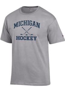 Michigan Wolverines Grey Champion Hockey Jersey Short Sleeve T Shirt