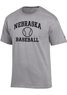 Nebraska Cornhuskers Grey Champion Baseball Jersey Short Sleeve T Shirt