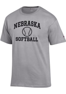 Nebraska Cornhuskers Grey Champion Softball Jersey Short Sleeve T Shirt