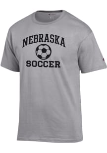 Nebraska Cornhuskers Grey Champion Soccer Jersey Short Sleeve T Shirt