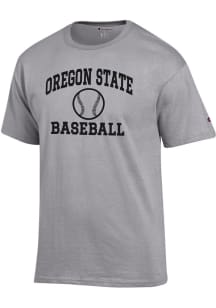 Champion Oregon State Beavers Grey Baseball Jersey Short Sleeve T Shirt