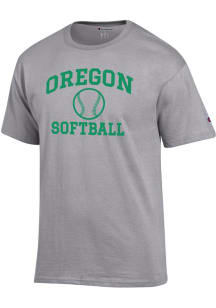 Oregon Ducks Grey Champion Softball Jersey Short Sleeve T Shirt