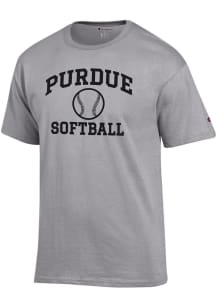 Purdue Boilermakers Grey Champion Softball Jersey Short Sleeve T Shirt