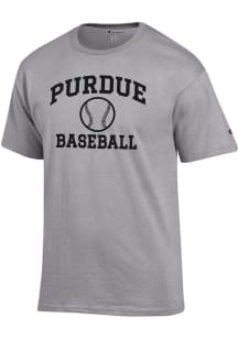 Purdue Boilermakers Grey Champion Baseball Jersey Short Sleeve T Shirt