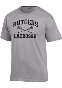 Rutgers Scarlet Knights Grey Champion Lacrosse Jersey Short Sleeve T Shirt