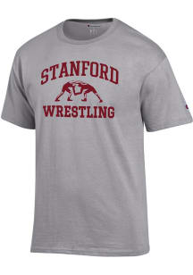 Champion Stanford Cardinal Grey Wrestling Jersey Short Sleeve T Shirt