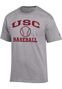 USC Trojans Grey Champion Baseball Jersey Short Sleeve T Shirt