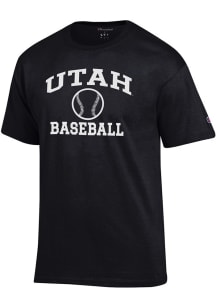Champion Utah Utes Black Baseball Jersey Short Sleeve T Shirt