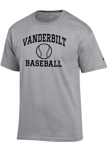 Champion Vanderbilt Commodores Grey Baseball Jersey Short Sleeve T Shirt
