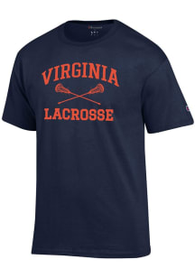 Champion Virginia Cavaliers Navy Blue Lacrosse Jersey Short Sleeve T Shirt
