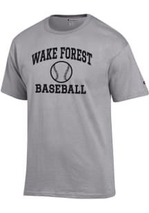 Champion Wake Forest Demon Deacons Grey Baseball Jersey Short Sleeve T Shirt