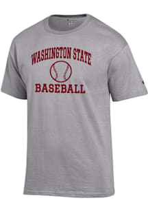 Champion Washington State Cougars Grey Baseball Jersey Short Sleeve T Shirt