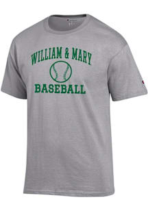 Champion William & Mary Tribe Grey Baseball Jersey Short Sleeve T Shirt