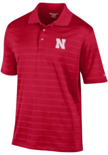 Mens Nebraska Cornhuskers Red Champion Textured Solid Short Sleeve Polo Shirt