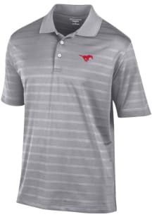 Champion SMU Mustangs Mens Grey Textured Solid Short Sleeve Polo